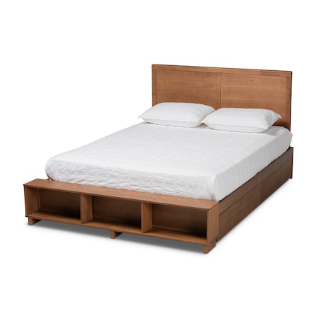 Baxton Studio Tamsin Wood Full Size 4-Drawer Platform Bed with Built-In Shelves 173-9419-10668